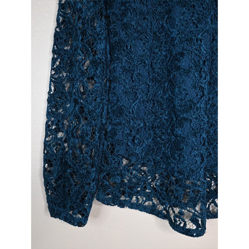 Sundance Women's S Teal Lace Long-Sleeve Blouse - Picture 7 of 8